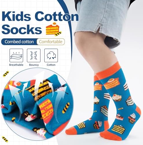 6-Pack Boys Girls Novelty Crew Socks for Kids