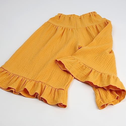 HOOLCHEAN Soft Cotton Gauze Ruffle Wide Leg Pants for Baby Girls