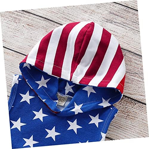 Boys Independence Day Costume Set - Patriotic Sleeveless Hoodie Shorts