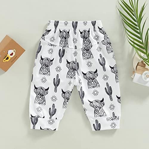 Newborn Toddler Boys Elastic Waist Cow Head Print Joggers