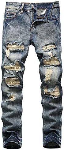 Ripped Regular Fit Mens Jeans by AITITIA - Casual Comfort Trendy Style