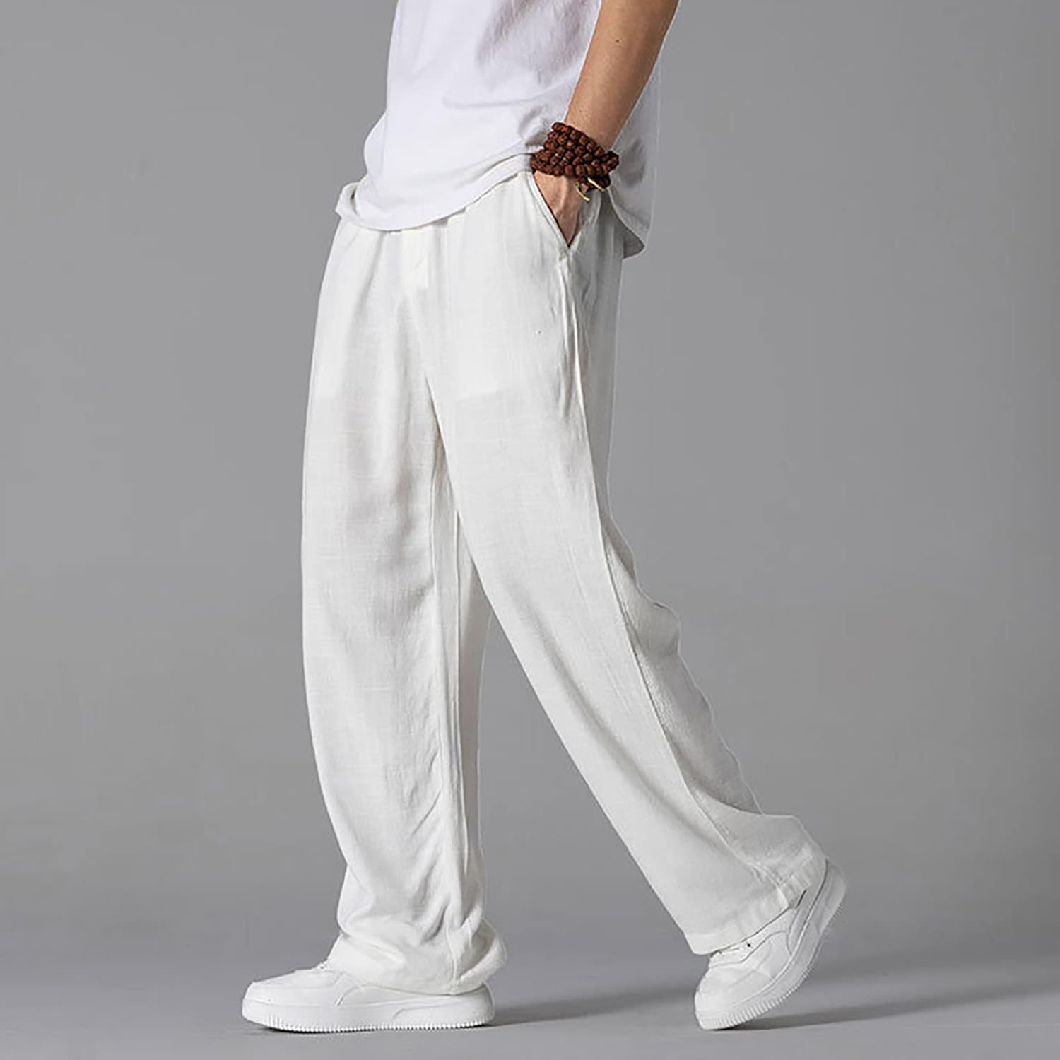 Mens Breathable Looser Fit Straight Trousers