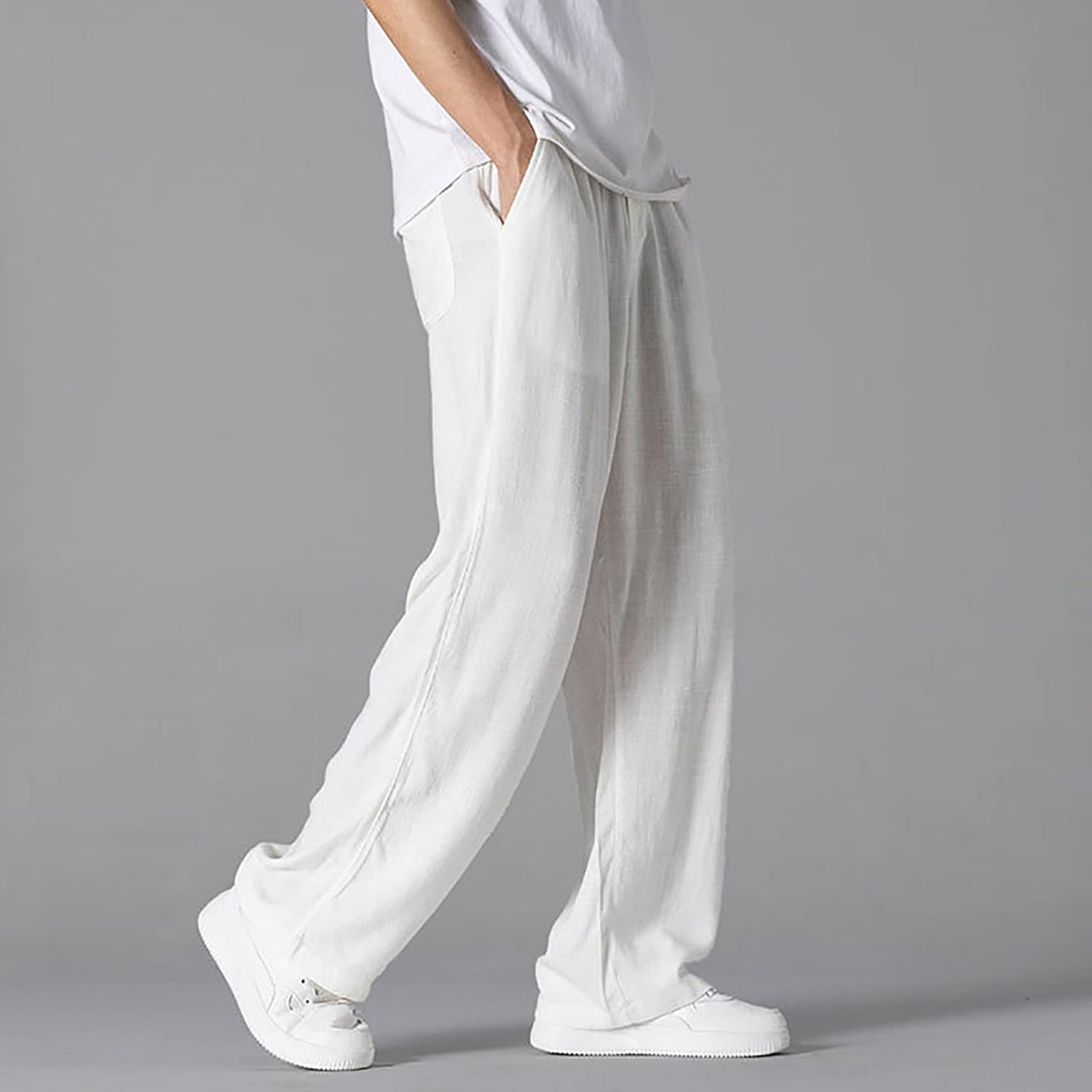 Mens Breathable Looser Fit Straight Trousers