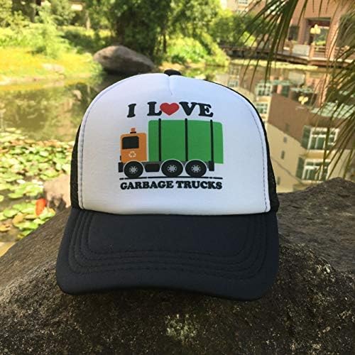 I Love Garbage Trucks - Adjustable Mesh Trucker Hat Boys Birthday Gift