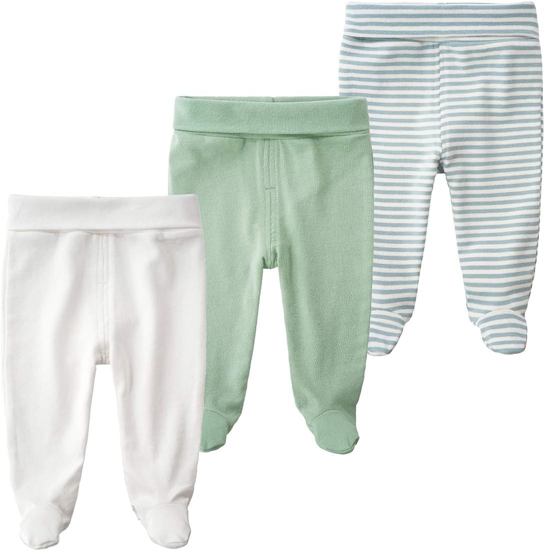ACESTAR Newborn Baby Boys Girls Cotton High Waist Footed Pants