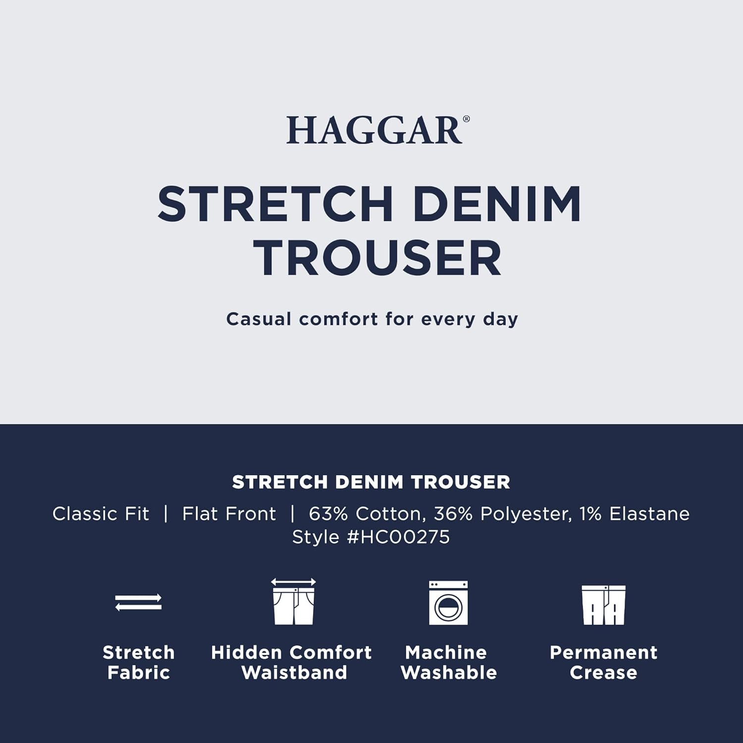 Haggar Mens Denim Trouser Pants
