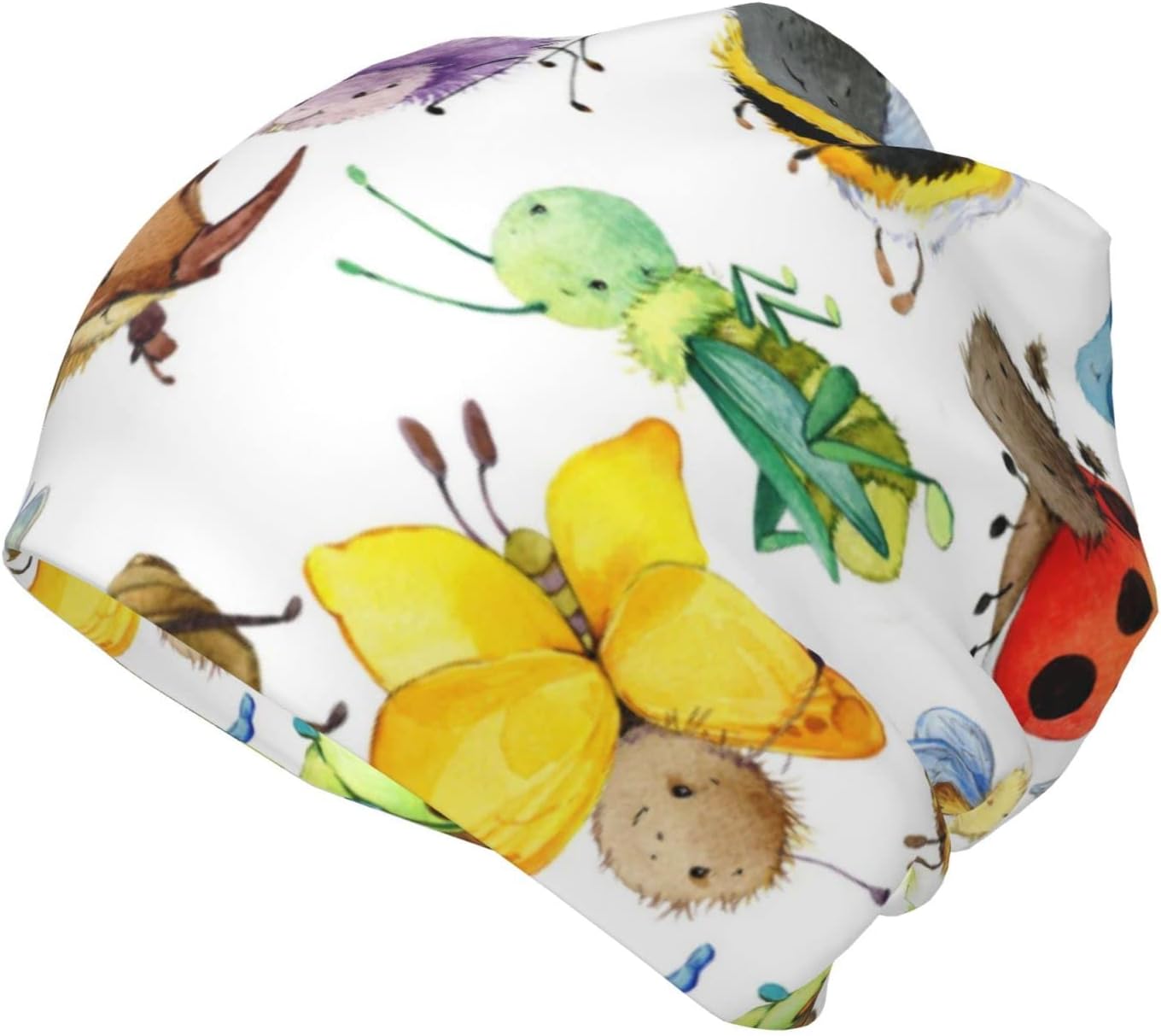 Painted Insects Kids Beanie Skull Black 7-12 for Winter