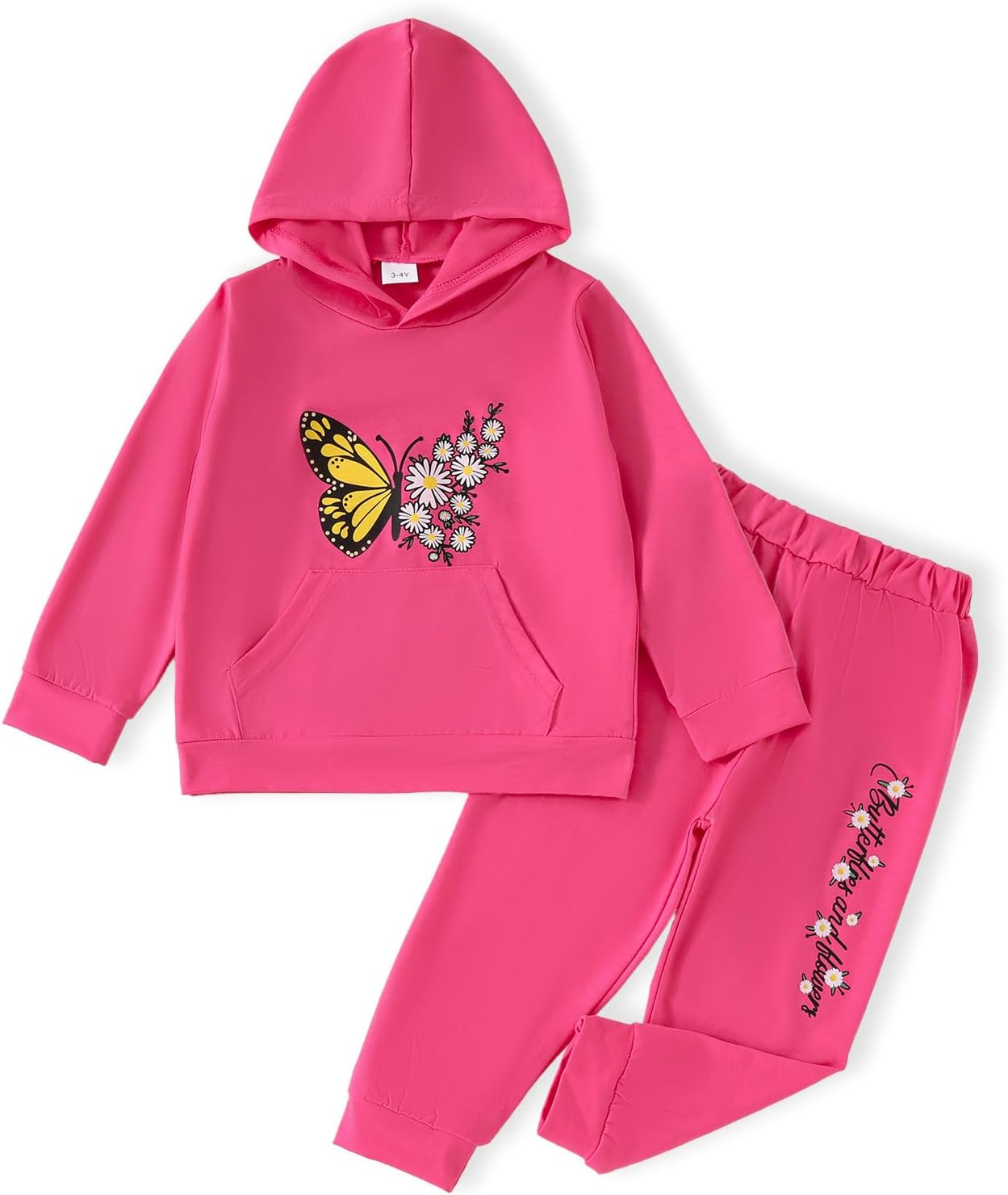 Butterfly Floral Print Toddler Hoodie Set