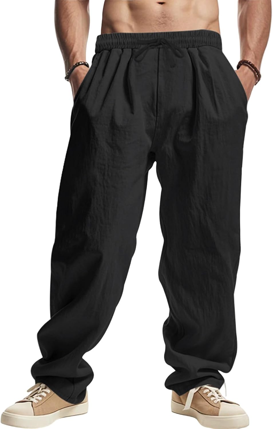 Cotton Linen Casual Drawstring Pants for Men - Brand Brand