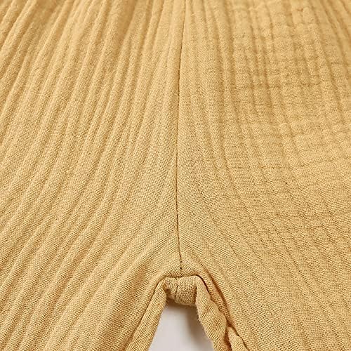 GFQLONG 3-Piece Elastic Waist Linen Pants for Toddler Girls