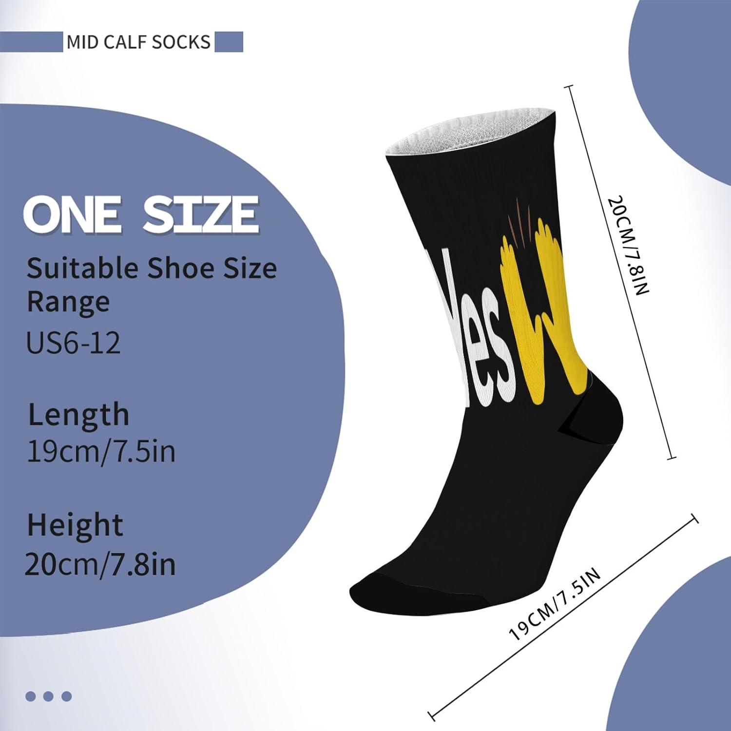 F Yes High Knee Socks Liner for Men Kawaii Comfy