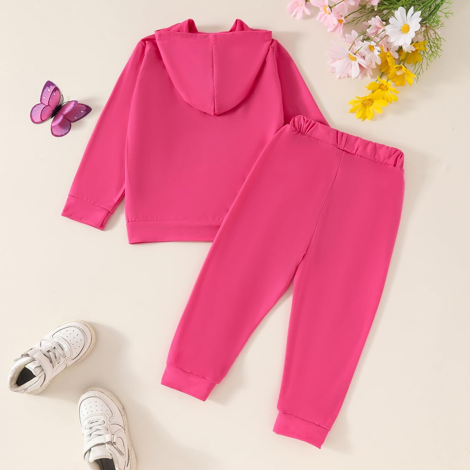 Butterfly Floral Print Toddler Hoodie Set