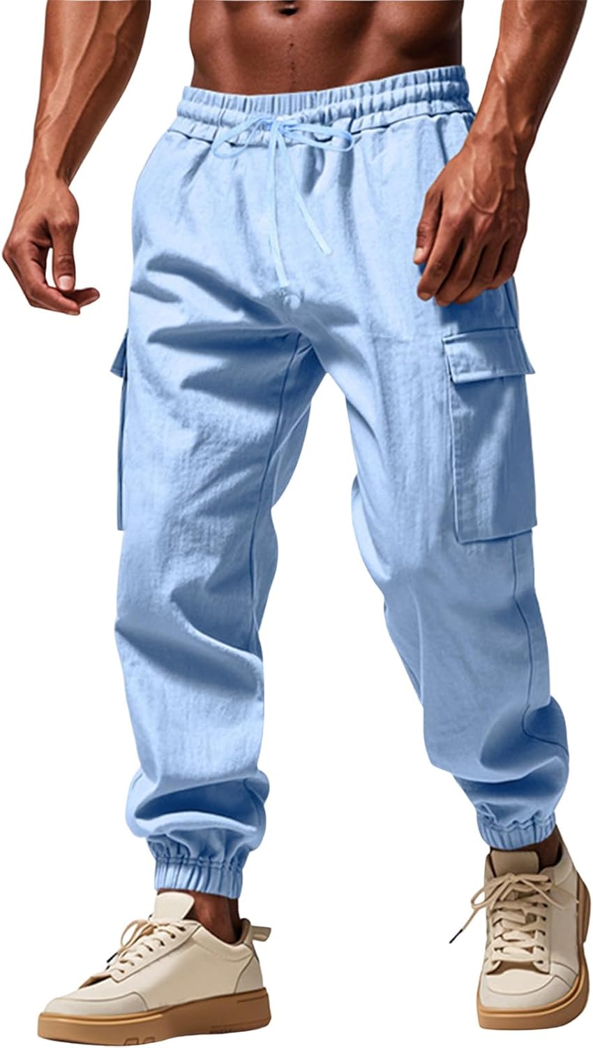 Elastic Waist Drawstring Linen Pants