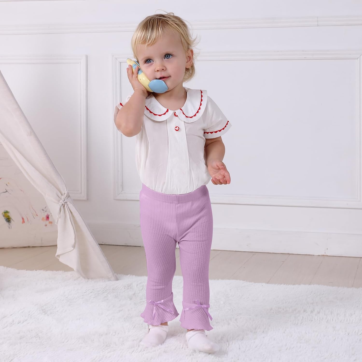 Newborn Baby Girl Bell Bottom Pants 5-Pack