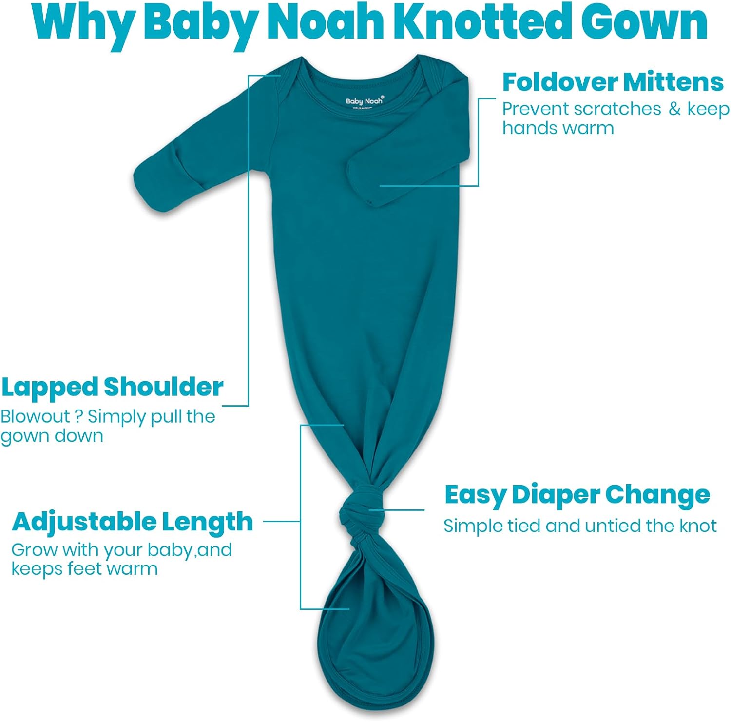 Baby Noah Newborn Knotted Gown with Hat Set 1