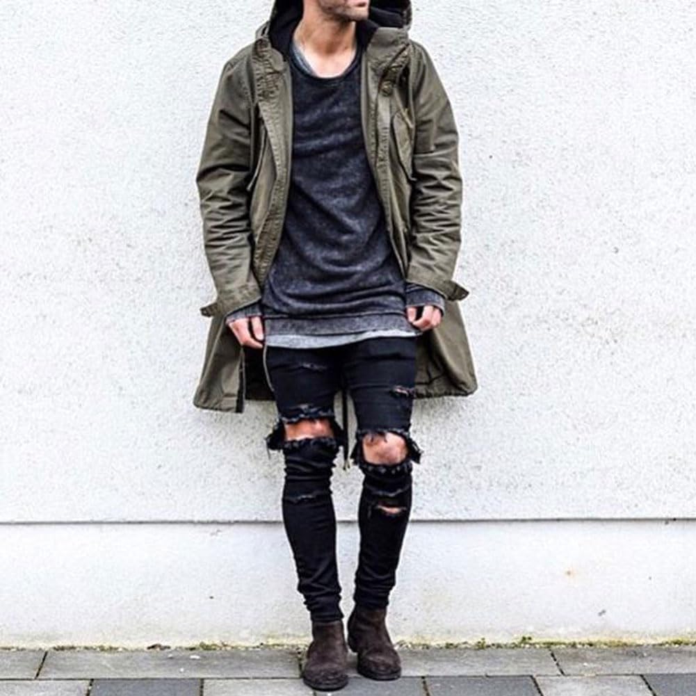 HUNtington Mens Ripped Skinny Jeans
