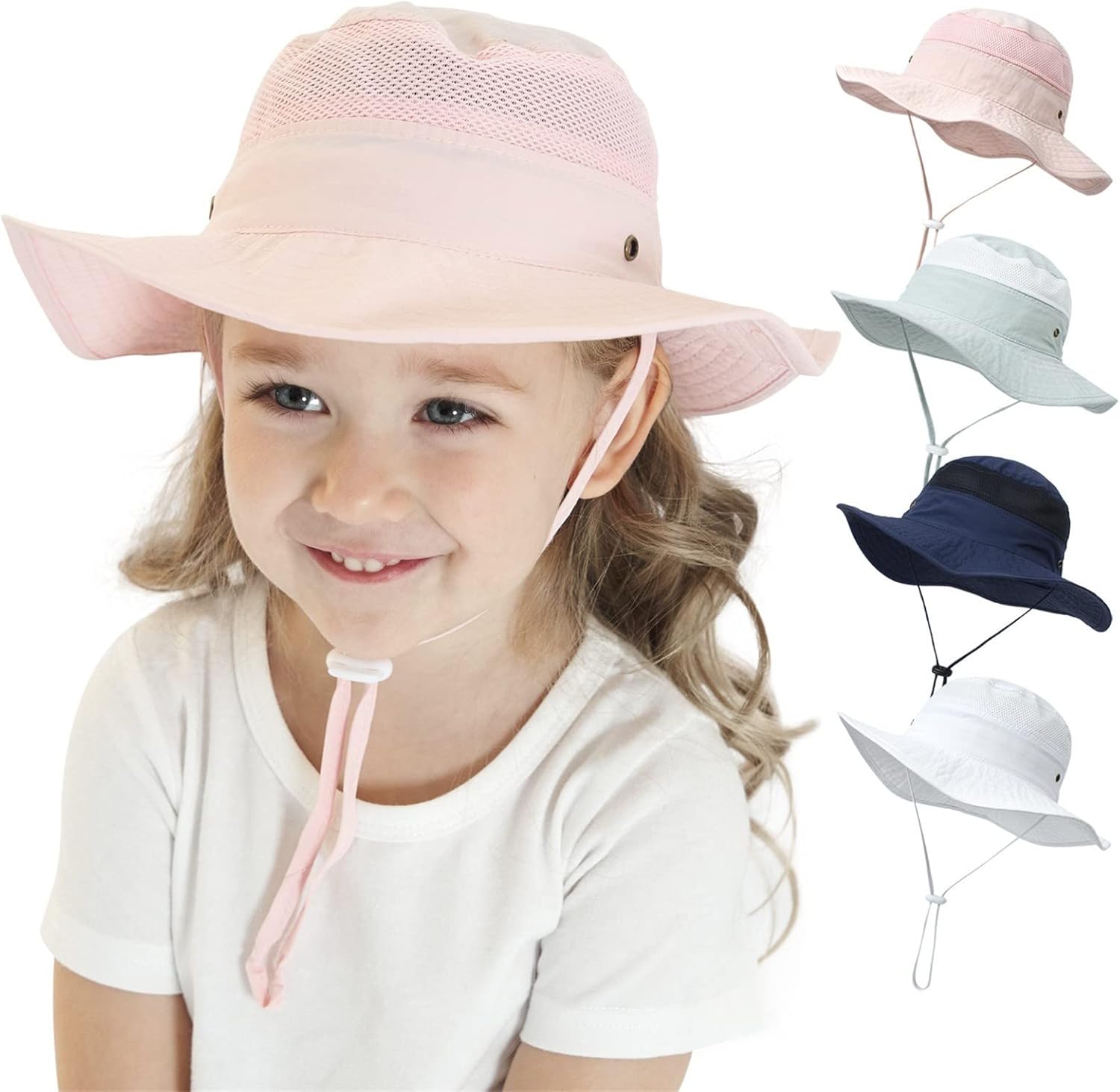 Kids Round Wide-Brim Adjustable Sun Hat Toddler