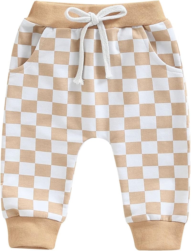 Checkerboard Plaid Elastic Pants for Toddler