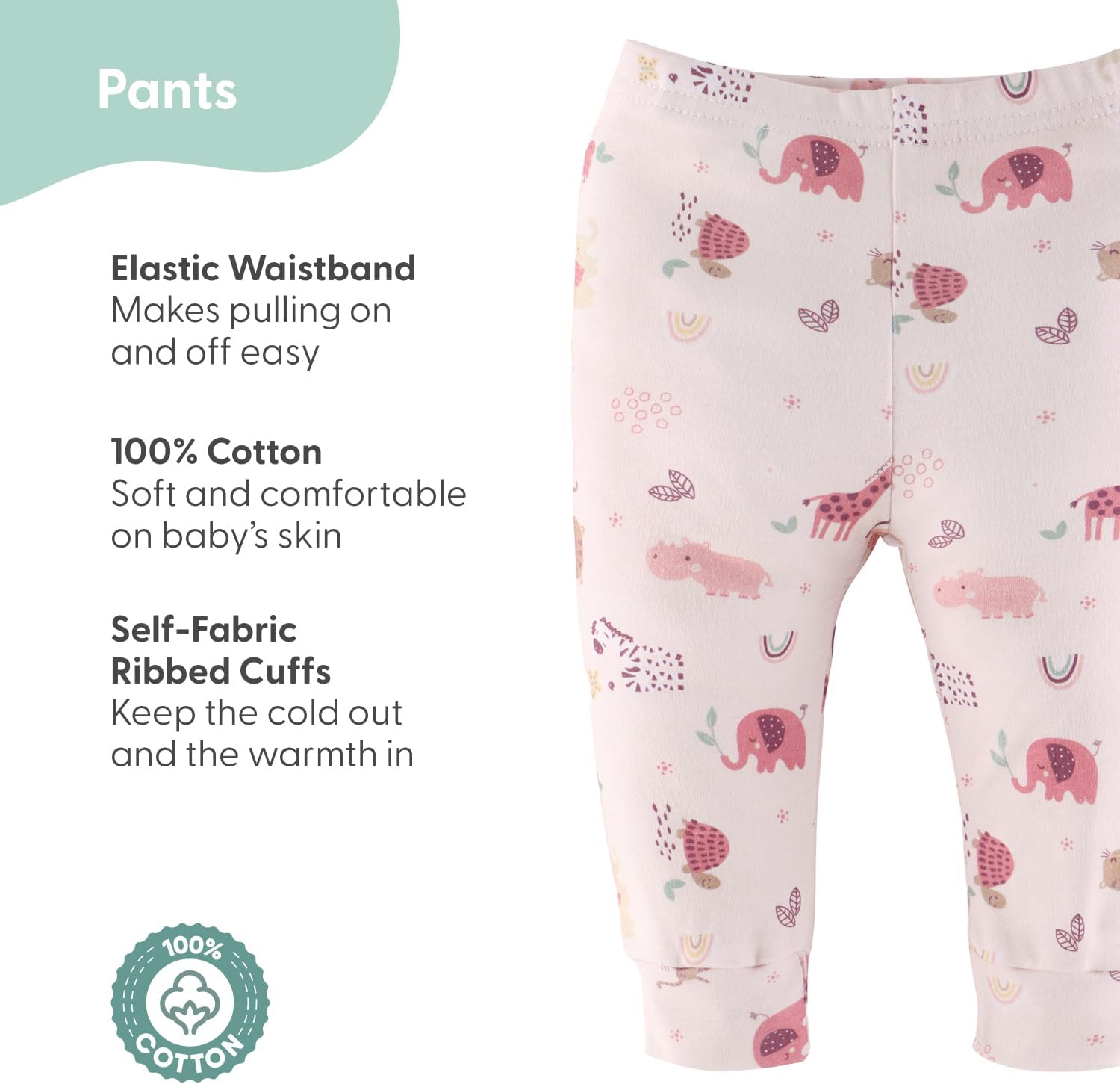 The Peanutshell 5-Piece Rainbow Safari Baby Pants Set
