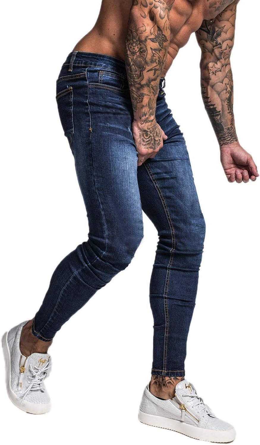 GINGTTO Original Tapered skinny jeans ripped LEGS