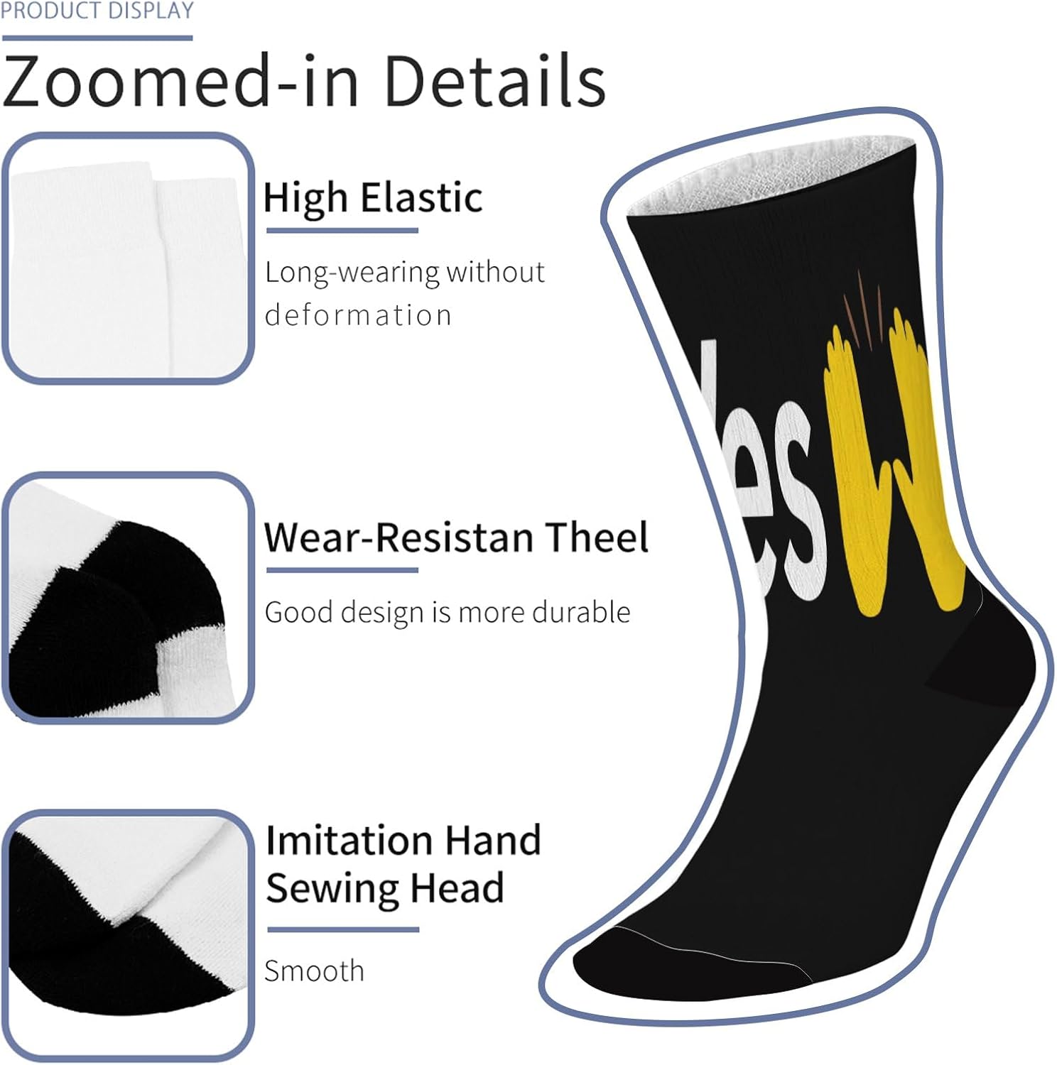 F Yes High Knee Socks Liner for Men Kawaii Comfy