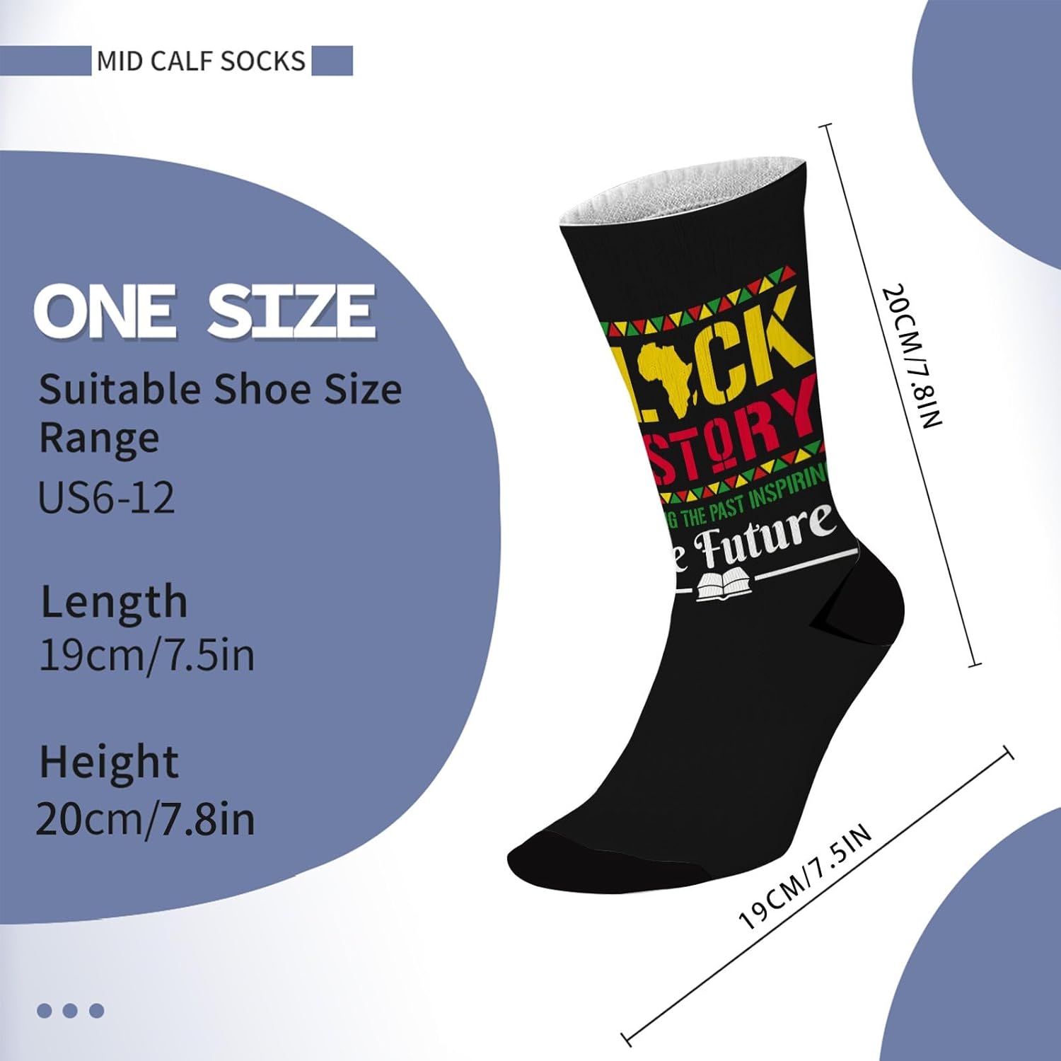 Fun Novelty Socks for Men Women Black History Month