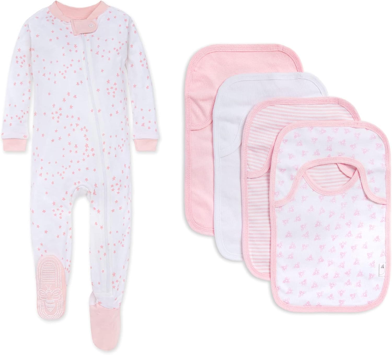 Burts Bees Baby Footed Sleeper Bibs Set