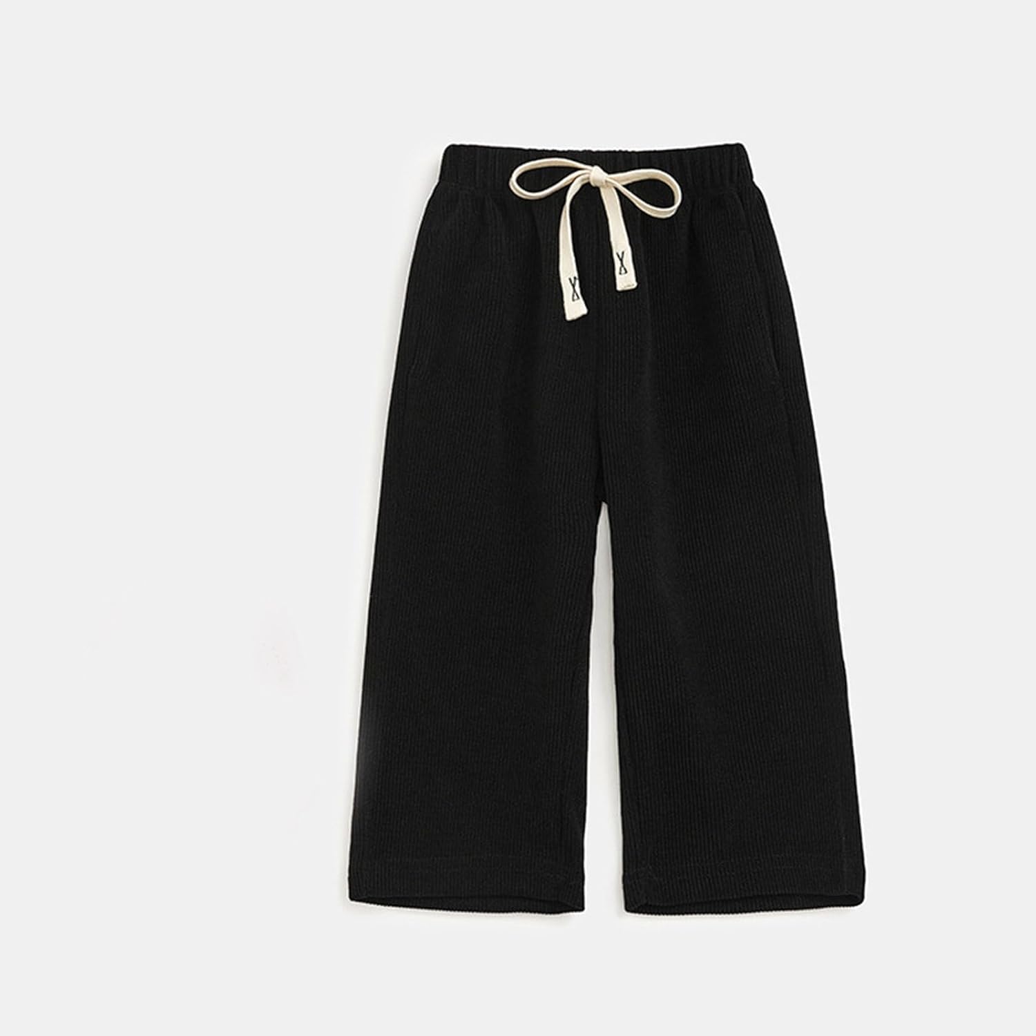 Machine-Washable Elastic waistband Solid Wide Leg Sweater-Pant for Kids Girls