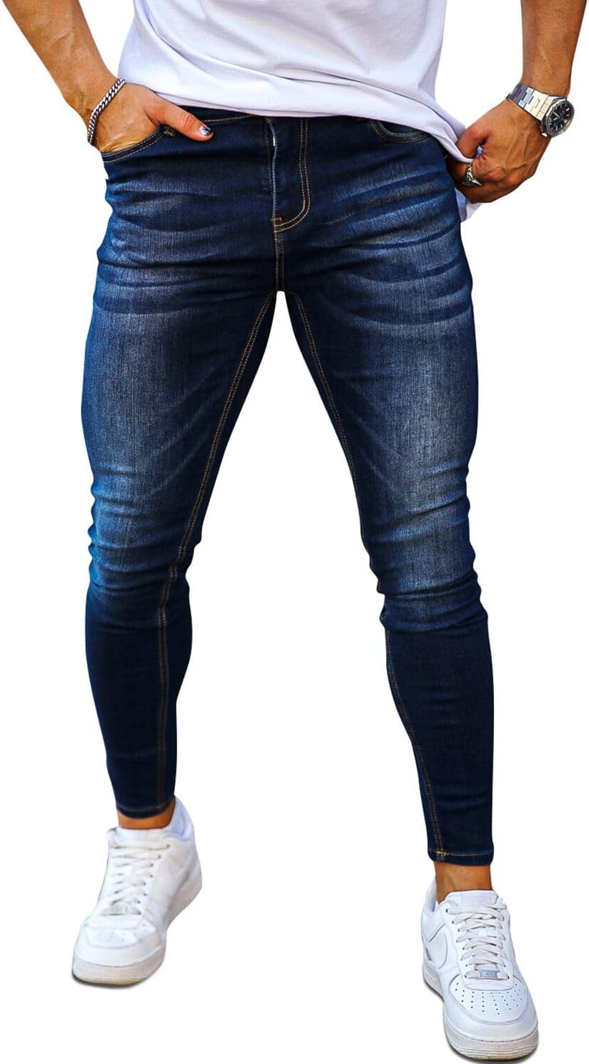 GINGTTO Original Tapered skinny jeans ripped LEGS