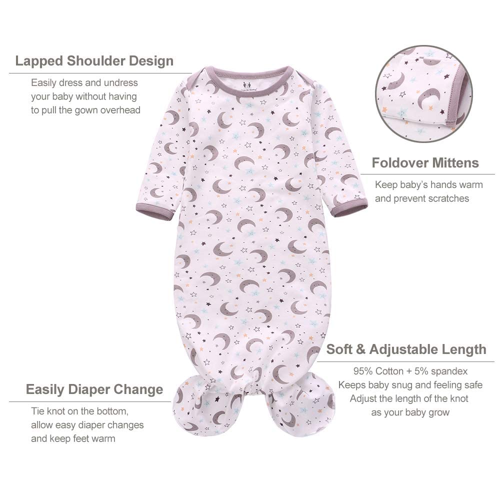 Miracle Baby Newborn Knotted Nightgown Set for 3