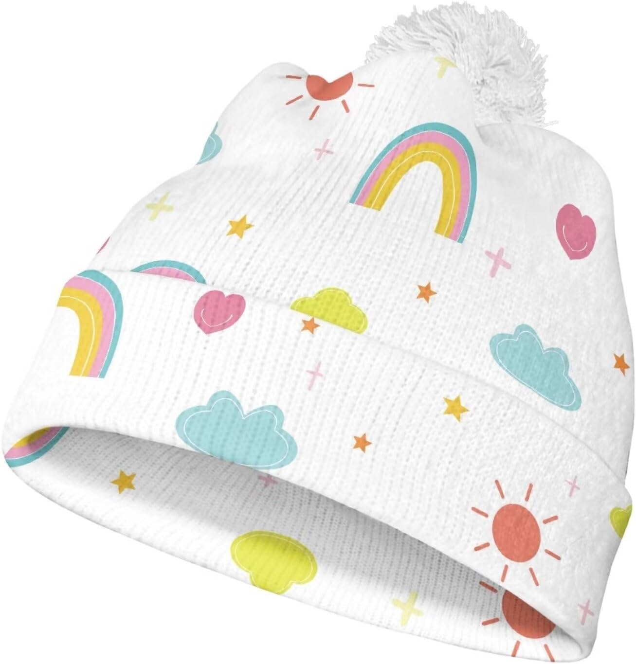 Soft Knit Winter Skull Pom Beanie Hat for Kids