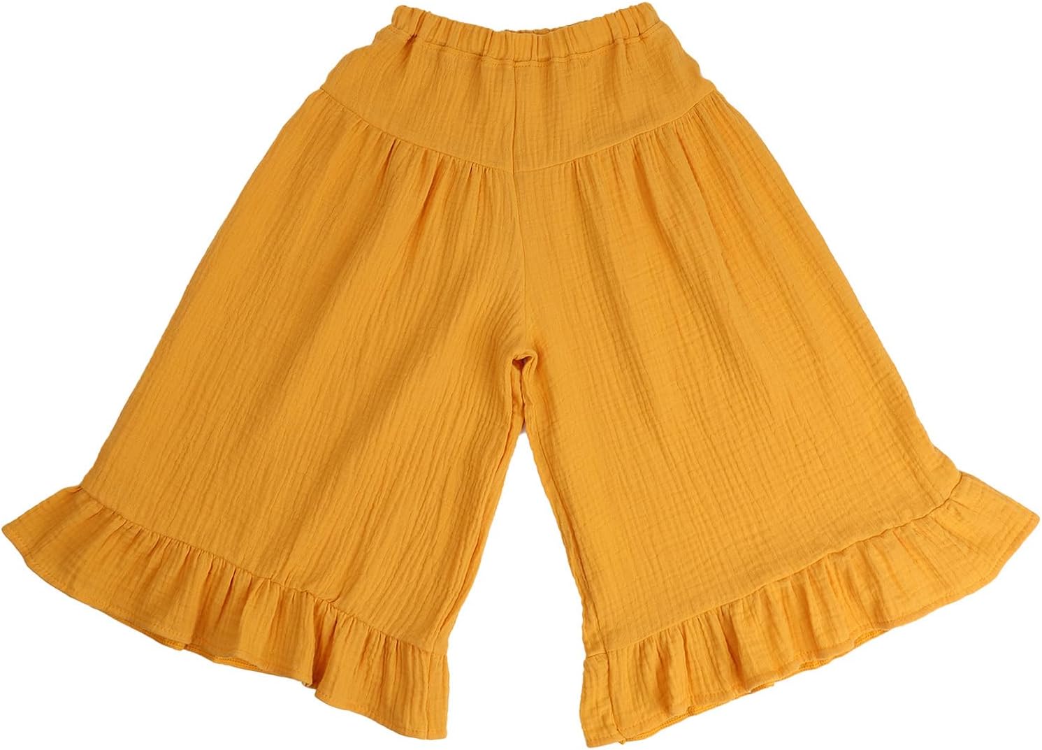 HOOLCHEAN Soft Cotton Gauze Ruffle Wide Leg Pants for Baby Girls
