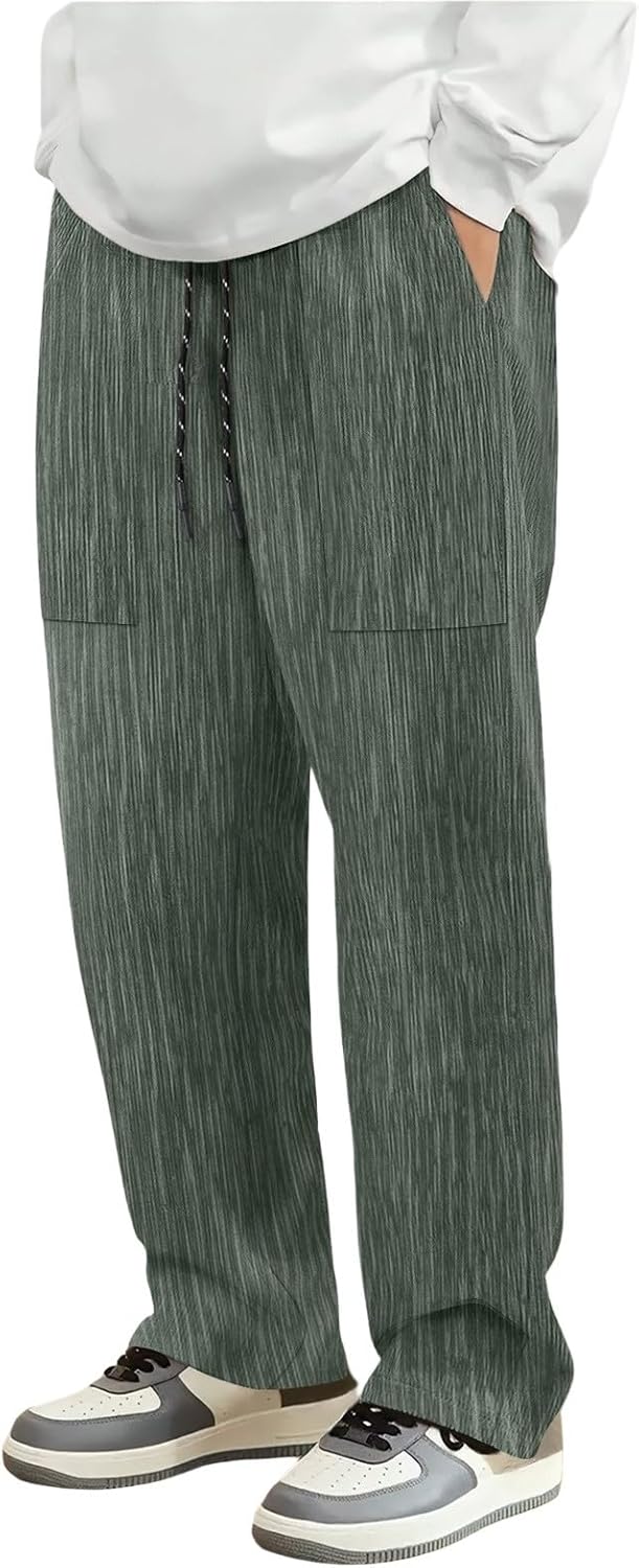 Mens Casual Corduroy Pants Bark Pattern