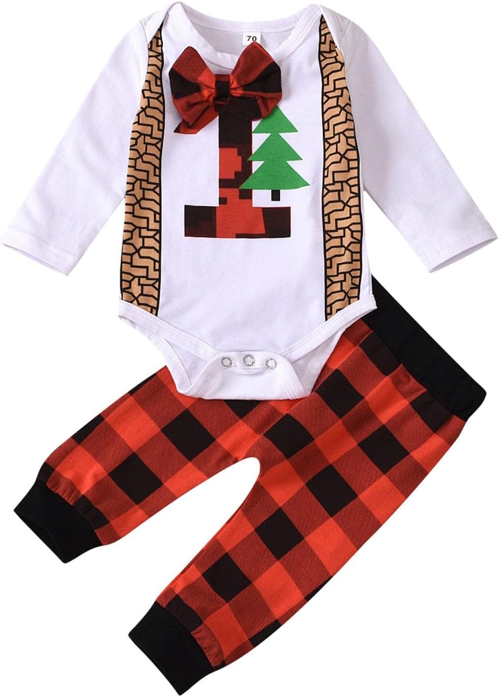 Big Girls Christmas Plaid Sweatpants Outfit Set