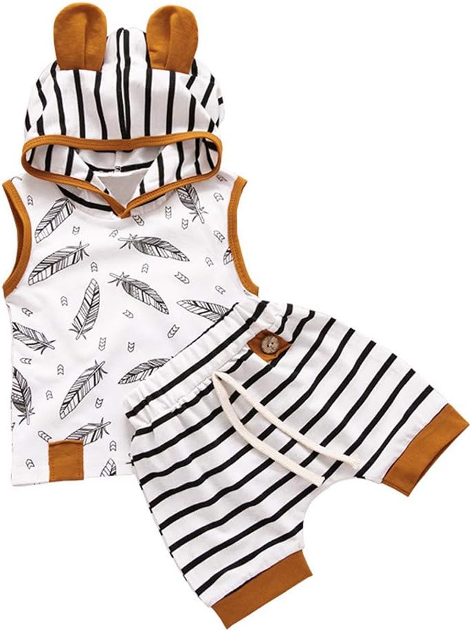 AMIMOJY Boys Girls Toddler Kids Summer 2-Piece Graphic Tee Pants Set