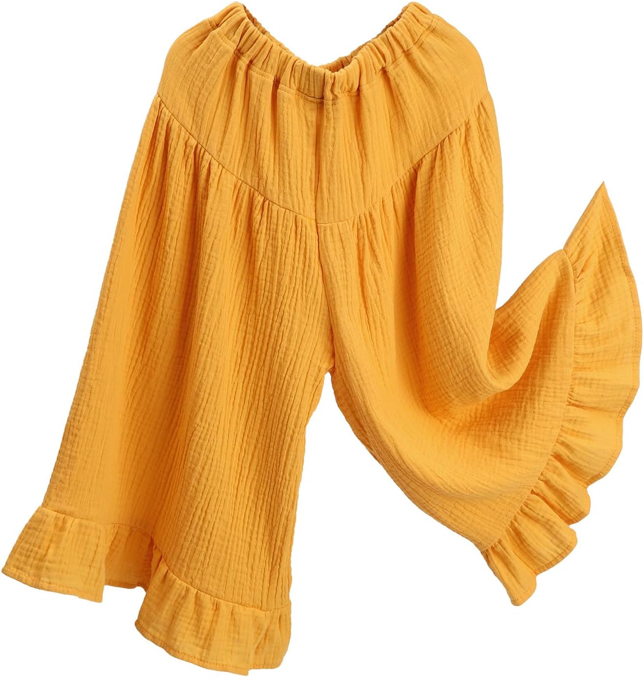 HOOLCHEAN Soft Cotton Gauze Ruffle Wide Leg Pants for Baby Girls