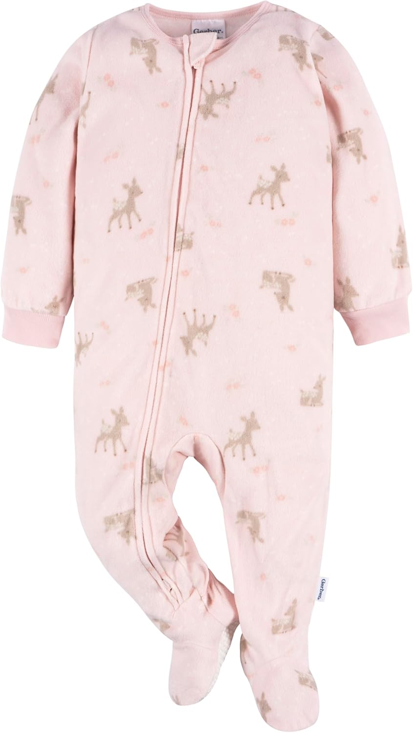 Gerber Baby Girls Flame Resistant Fleece Pajamas 3-Pack 1