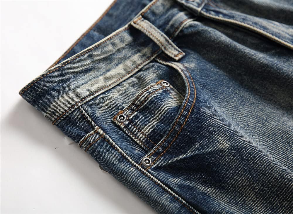 Ripped Regular Fit Mens Jeans by AITITIA - Casual Comfort Trendy Style