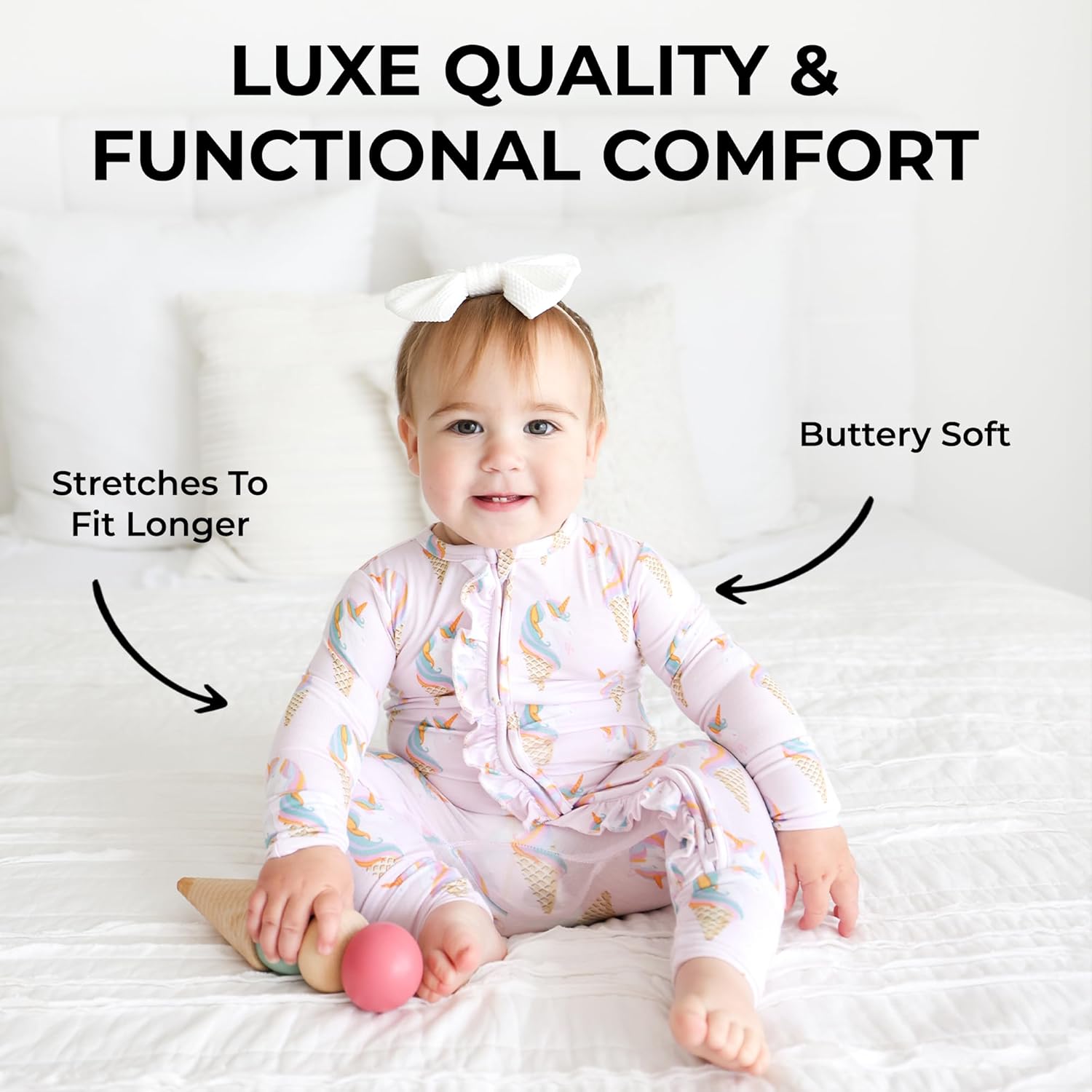 Posh Peanut Footless Baby Girl Pajamas with Ruffled Edges