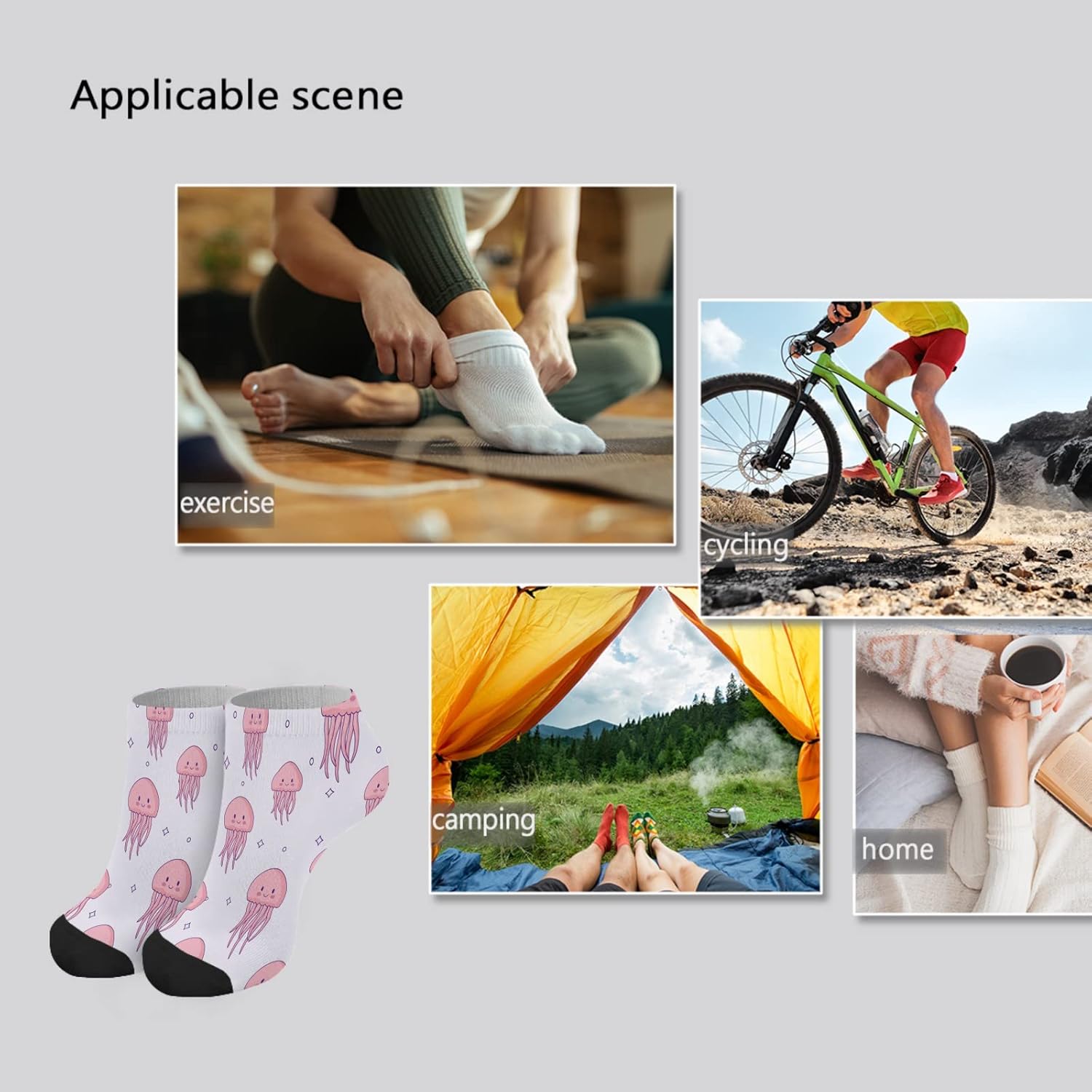 Stylish Model-Fit Liner Socks Comfortable Jellyfish Design Boys Fashion Socks