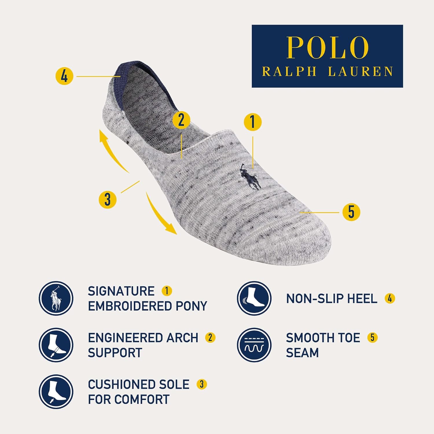 Polo Ralph Lauren - 3-Pair Mens Lightweight Liner Socks