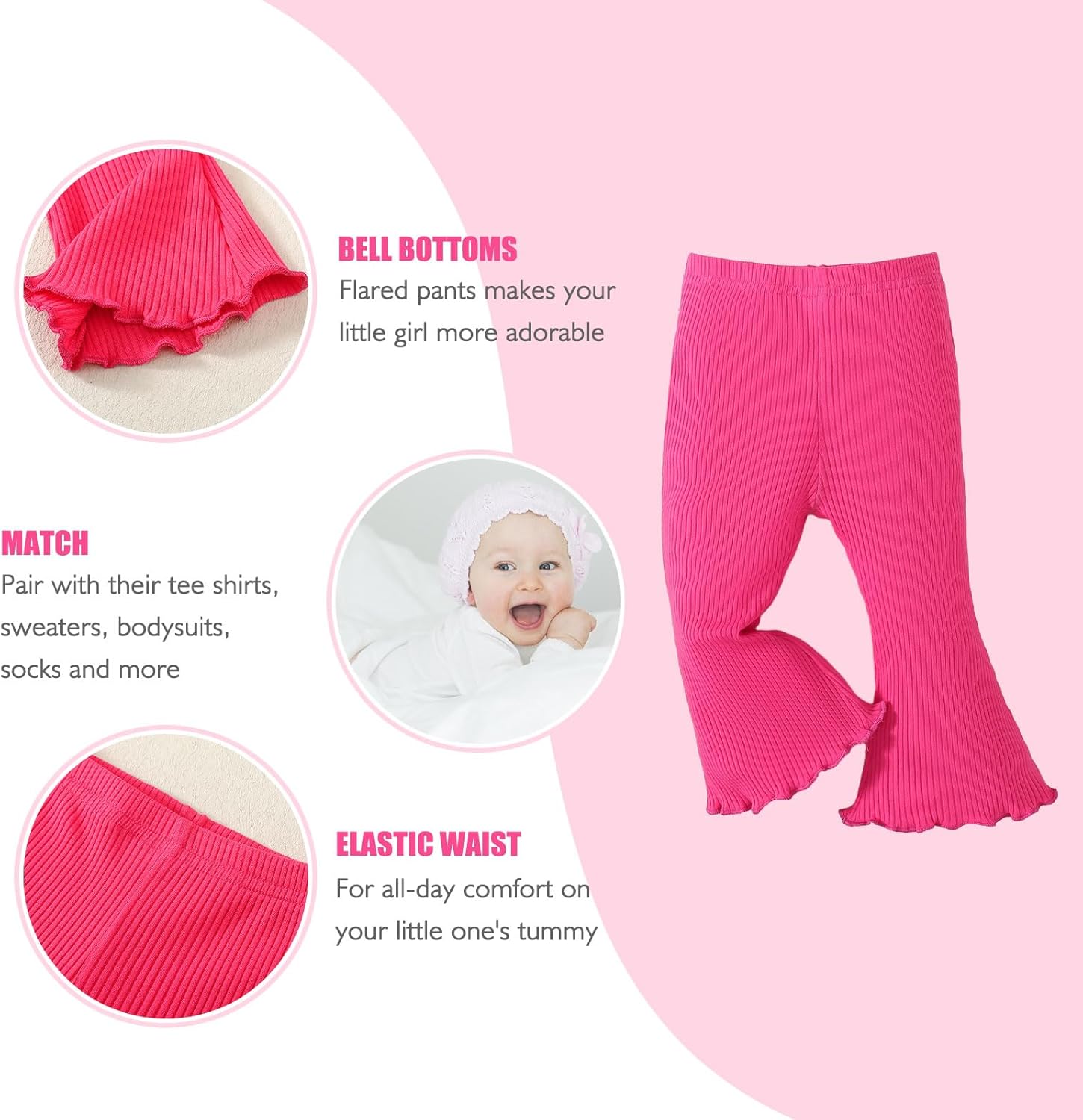 Adorable Baby Girl Flare Pants 3-Piece Set