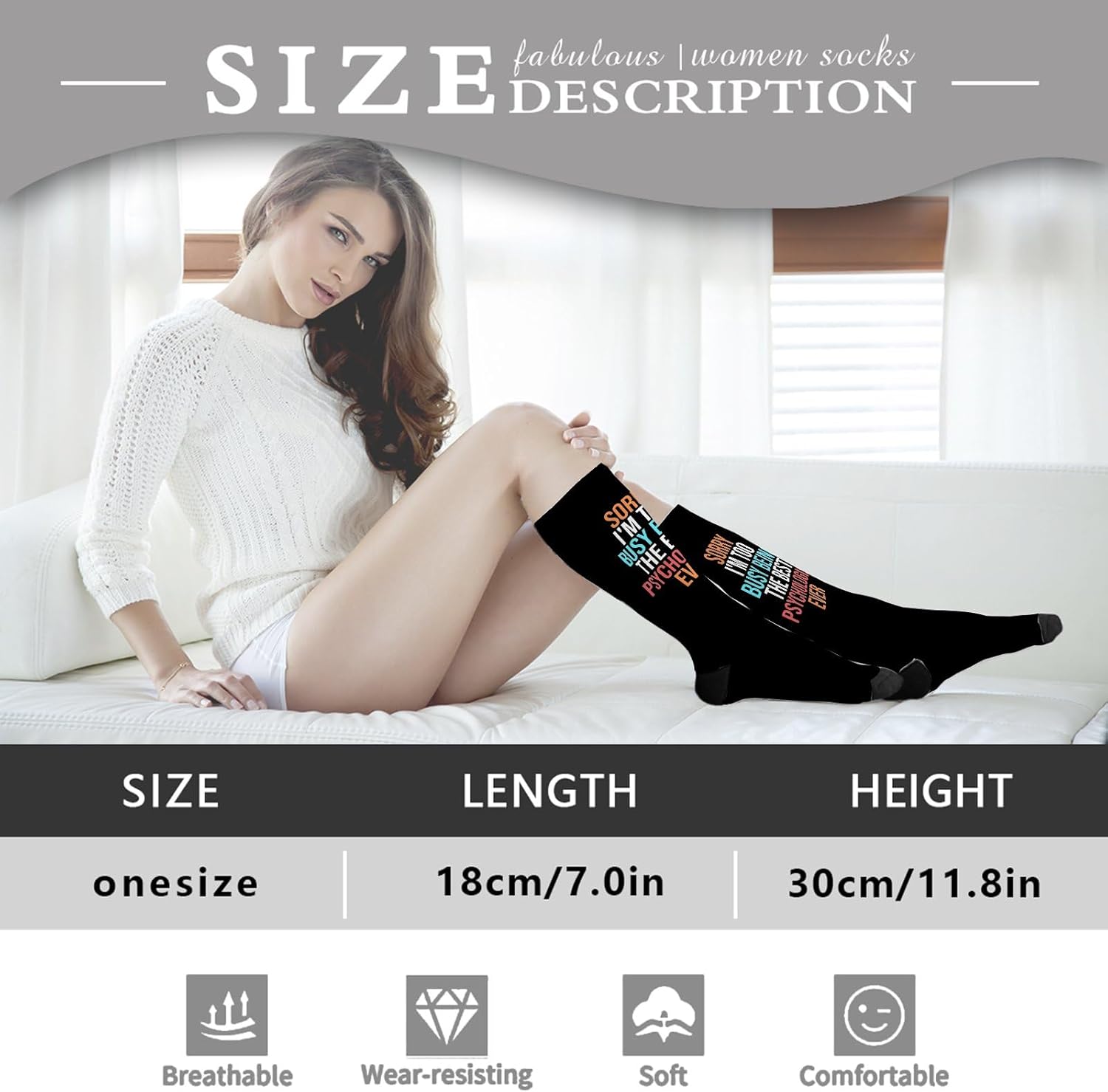 Funny Sturdy Socks for Women Multi-Layer PRINTABLE STYLISH