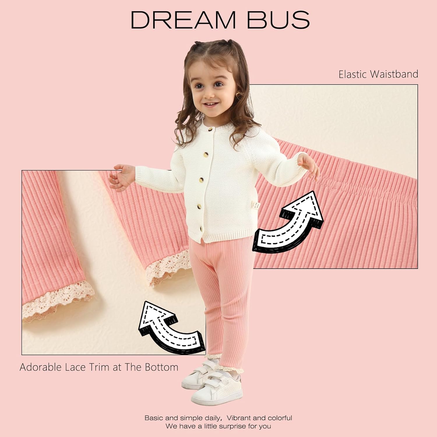 DREAM BUS 5 Pack Toddler Girl Thick Bottoms with Lace Trim