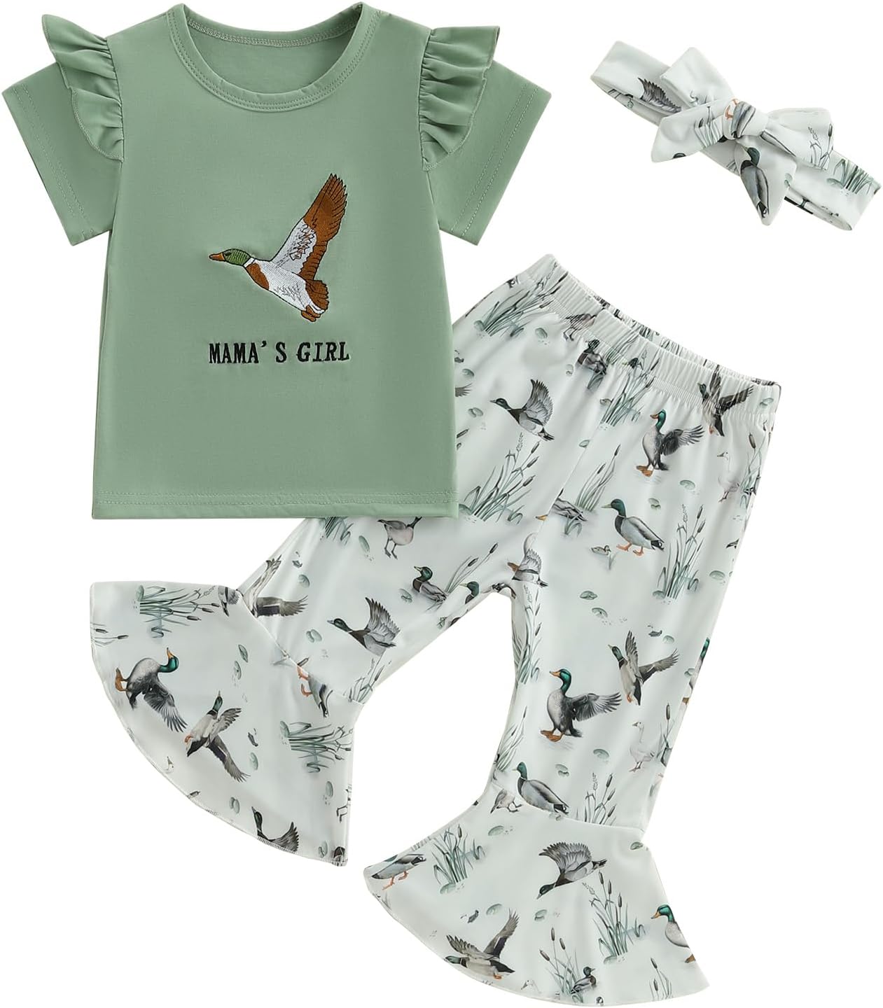 Cute Toddler Girls Streaming Flare Pants Set