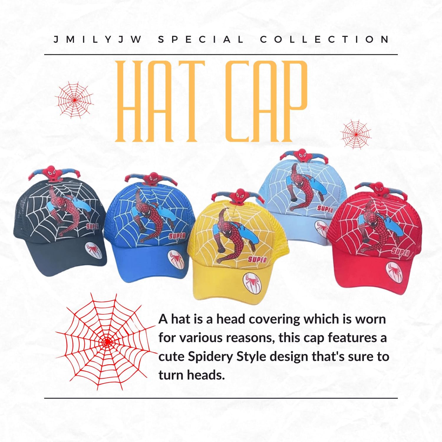 Unisex Kids Spidey Style Adjustable Baseball Cap for Boys and Girls