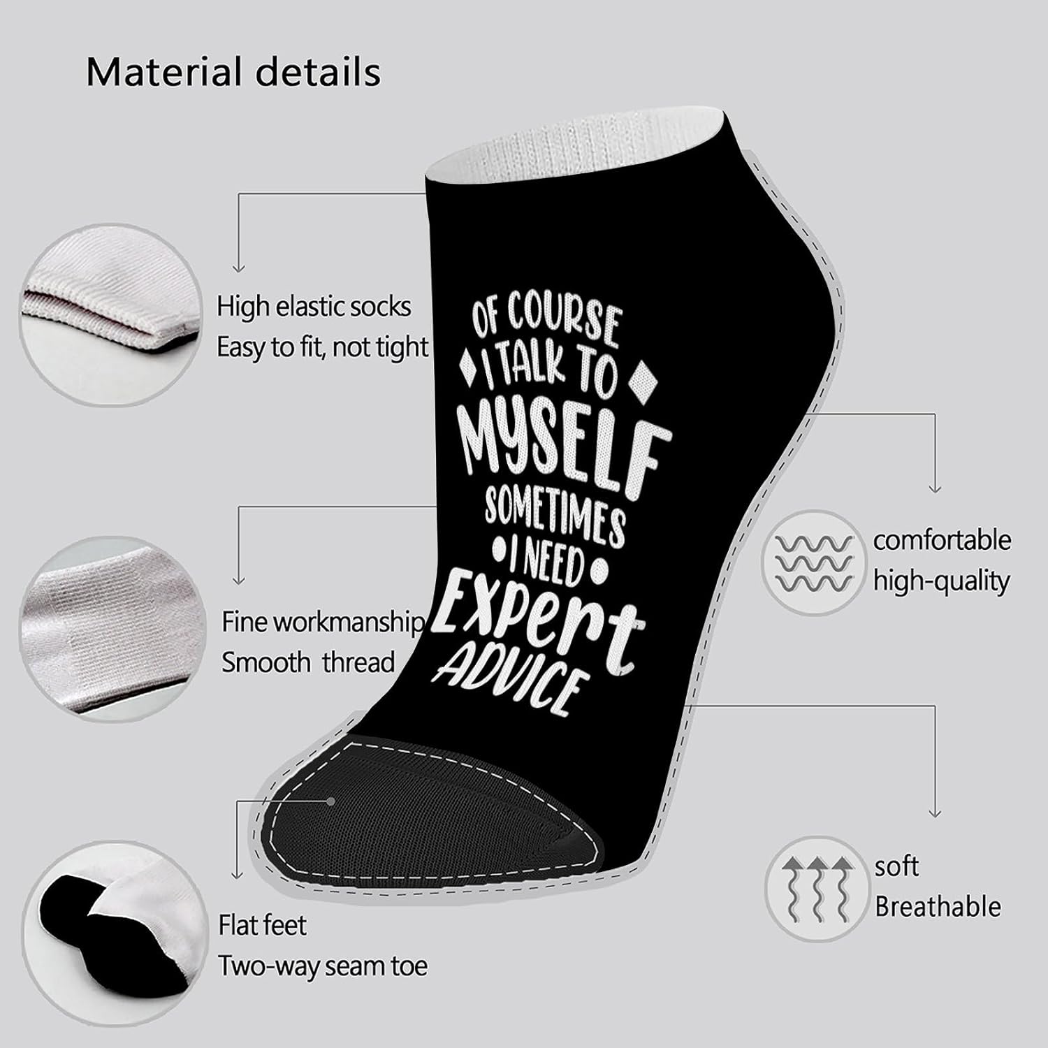 Funny Comfortable Boys Socks with Repeating Humor Designs