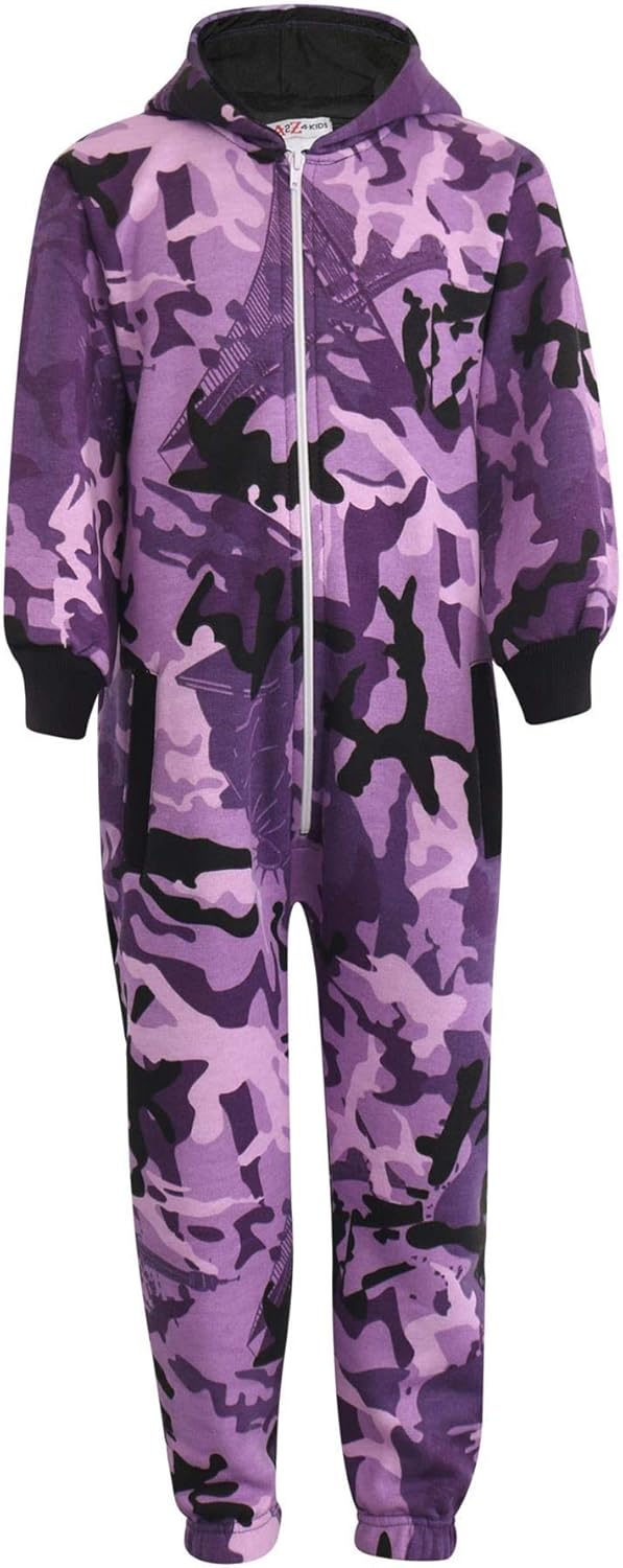 Snuggle up in style A2Z Kids Camouflage Fleece Onesie