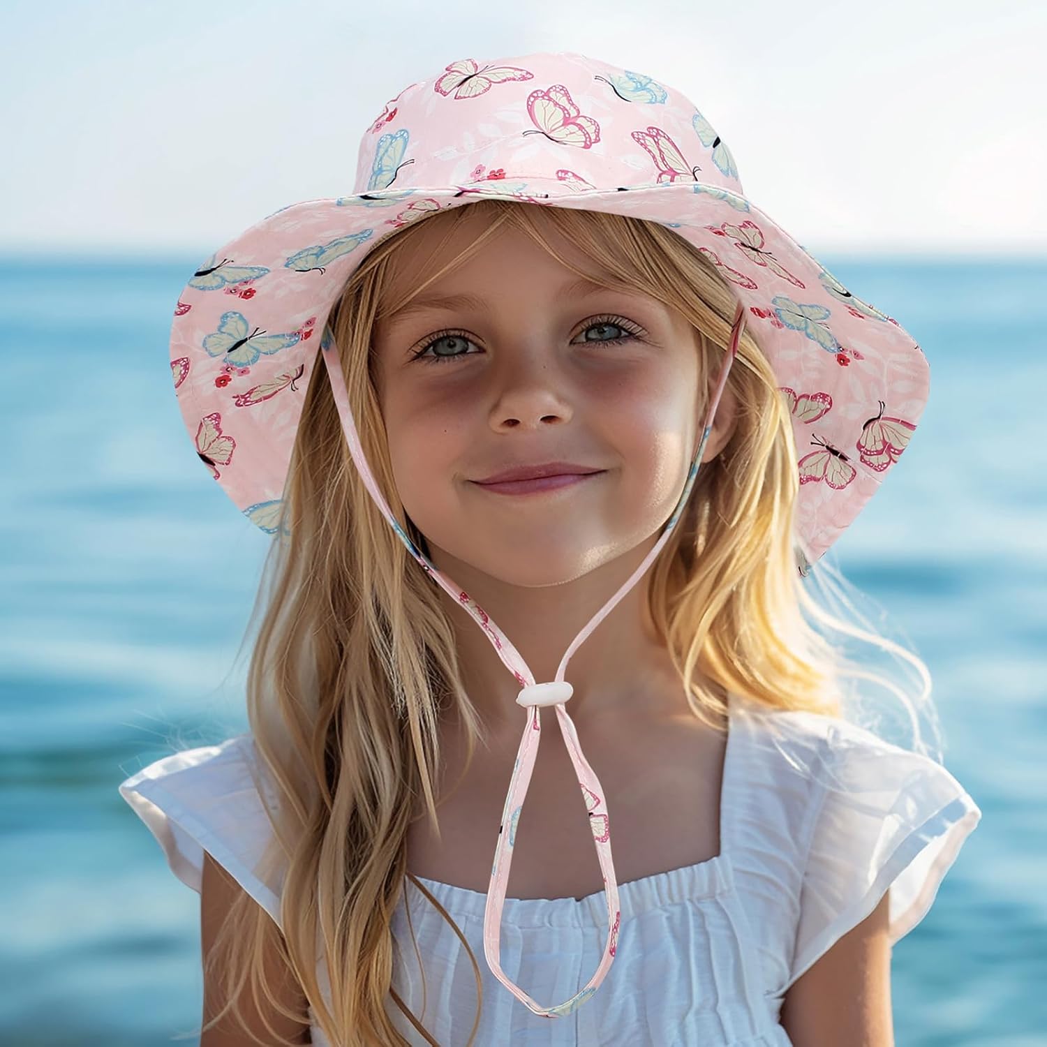 ILUFAM 2PCS Baby Toddler Printed Sun Hats Infant Toddler Upf 50 Beach Caps