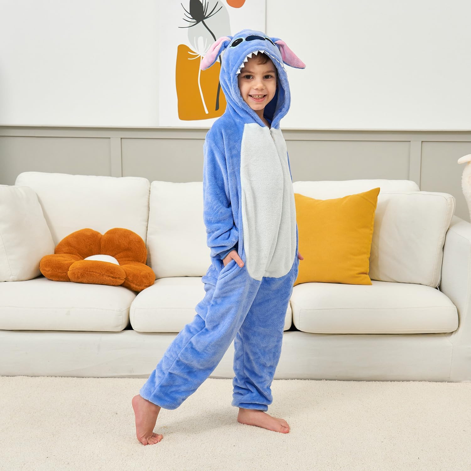 Fluffy Flannel Animal Onesie for Kids Soft Cozy Pajamas